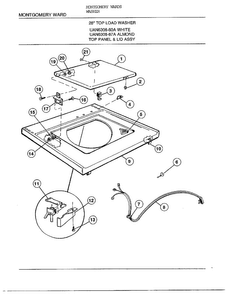 28` Top Load/top Panel/lid Assembly Diagram and Parts List for 6308A  Frigidaire Washer