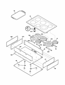 Maintop Diagram and Parts List for 79043043400  Kenmore Cooktop