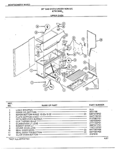 30" Gas Over/under Upper Oven Diagram and Parts List for 3448A  Frigidaire Range