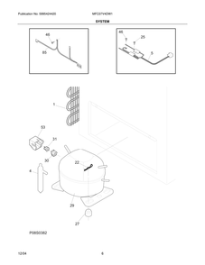 System Diagram and Parts List for MFC07V4DW1  Frigidaire Freezer