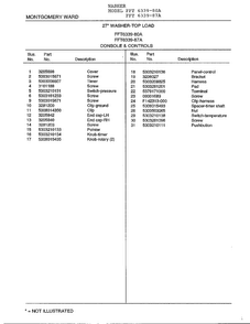 Console And Controls Page 2 Diagram and Parts List for 6339A  Frigidaire Washer