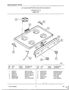 Backguard Page 2 Diagram and Parts List for 2812A  Frigidaire Range