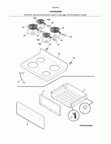 Top/drawer Diagram and Parts List for 79094149312  Kenmore Range