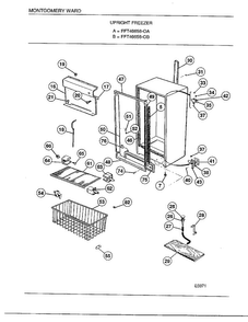 Upright Freezeer Diagram and Parts List for 46658A  Frigidaire Freezer
