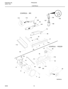 Controls Diagram and Parts List for FRS22ZGGB3  Frigidaire Refrigerator