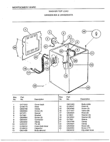 Washer Top Load Page 3 Diagram and Parts List for 6208A  Frigidaire Washer