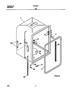 Tub Diagram and Parts List for FDP635RFR3  Frigidaire Dishwasher