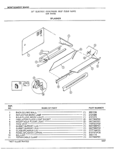 Splasher Diagram and Parts List for 8468A  Frigidaire Range