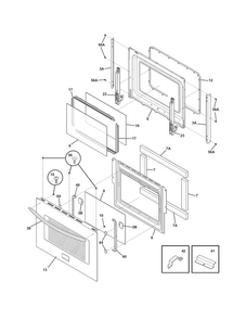 Doors Diagram and Parts List for FGET3045KFB  Frigidaire Wall Oven