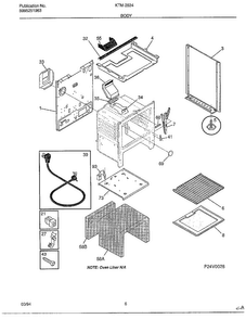Body Diagram and Parts List for 2834-80B  Frigidaire Range