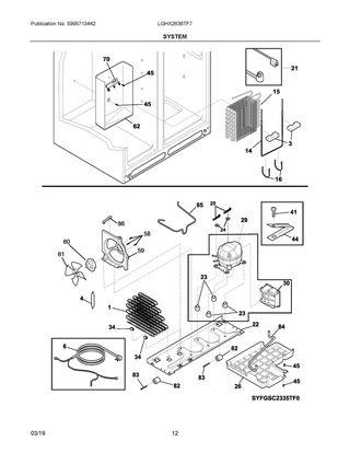 System Diagram and Parts List for LGHX2636TF7  Frigidaire Refrigerator