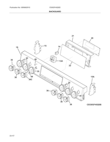 Backguard Diagram and Parts List for EI30GF45QSD  Electrolux Range