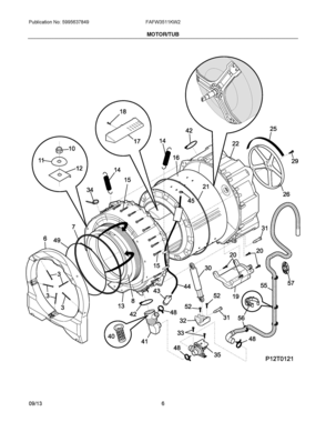 04 - MOTOR/TUB Diagram and Parts List for FAFW3511KW2  Frigidaire Washer