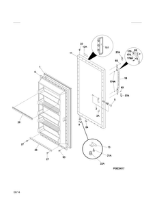 Door Diagram and Parts List for 253280528014  Kenmore Freezer