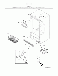 Cabinet Diagram and Parts List for 25321042412  Kenmore Freezer