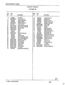 Upright Freezer Page 4 Diagram and Parts List for 46659B  Frigidaire Freezer