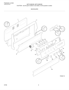 Backguard Diagram and Parts List for MFF318BGWB  Frigidaire Range