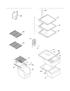 Shelves Diagram and Parts List for FFHS2622MB2  Frigidaire Refrigerator
