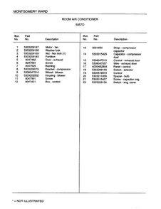 Room Air Conditioner Page 4 Diagram and Parts List for 5057D  Frigidaire Air Conditioner