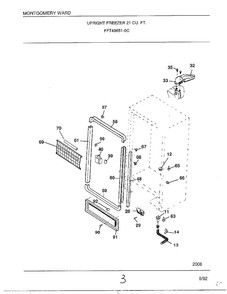 Upright Freezer 21 Cubic Feet Page 3 Diagram and Parts List for 49651-0C  Frigidaire Freezer