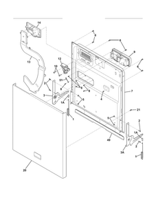 Door Diagram and Parts List for DGBD2432KB1A  Frigidaire Dishwasher