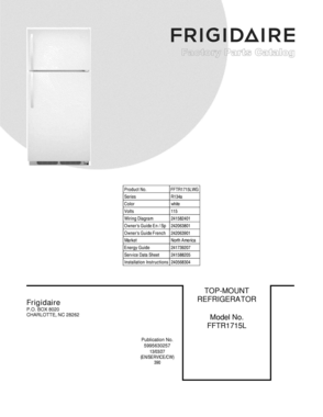01 - COVER Diagram and Parts List for FFTR1715LWG  Frigidaire Refrigerator