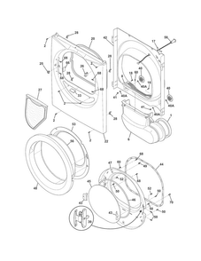 Front Panel/lint Filter Diagram and Parts List for FASG7073NA2  Frigidaire Dryer