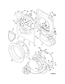 Front Panel/lint Filter Diagram and Parts List for CFQE5000QW1  Frigidaire Dryer