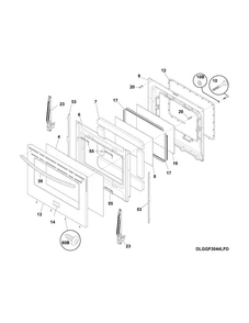 Door Diagram and Parts List for FGGF3032MFG  Frigidaire Range