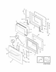 Door Diagram and Parts List for 79047783405  Kenmore Wall Oven
