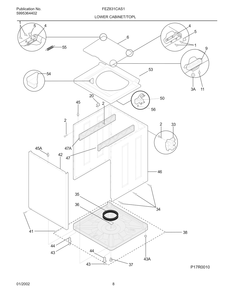 Lower Cabinet/Top Diagram and Parts List for FEZ831CAS1  Frigidaire Dryer