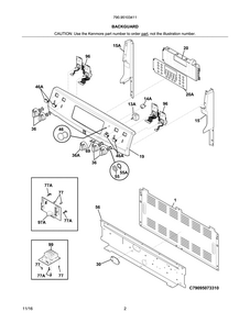 Backgaurd Diagram and Parts List for 79095103411  Kenmore Range