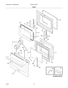 Door Diagram and Parts List for E30DF7CGPS5  Electrolux Range