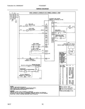 05 - Wiring Diagram Diagram and Parts List for FFEW3026TBB  Frigidaire Wall Oven