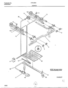Burner Diagram and Parts List for 2833-80B  Frigidaire Range