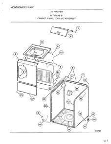 Cabinet, Panel Top And Lid Assembly Diagram and Parts List for 6504E  Frigidaire Washer
