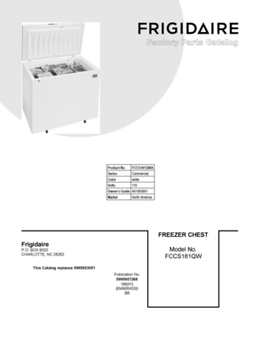 01 - COVER SHEET Diagram and Parts List for FCCS181QWA  Frigidaire Freezer
