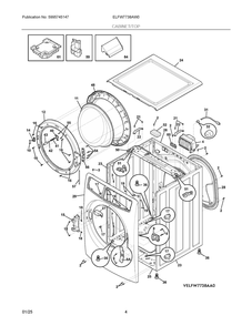 Cabinet/Top Diagram and Parts List for ELFW7738AW0  Frigidaire Washer