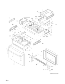 Freezer Drawer, Baskets Diagram and Parts List for EW23BC85KSBA  Electrolux Refrigerator