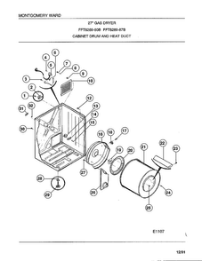 Cabinet Drum And Heat Duct Diagram and Parts List for 8289-80B  Frigidaire Dryer