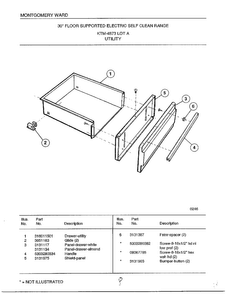 Utility Diagram and Parts List for 4873A  Frigidaire Range