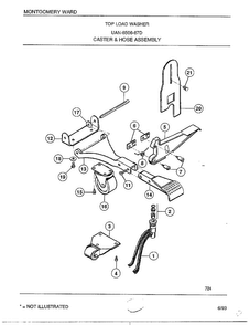 Caster And Hose Assembly Diagram and Parts List for 6506-87D  Frigidaire Washer