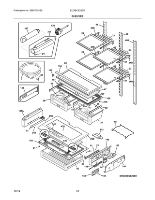 Shelves Diagram and Parts List for EI23BC82SS5  Frigidaire Refrigerator