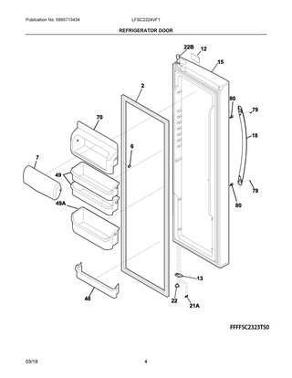 Refrigerator Door Diagram and Parts List for LFSC2324VF1  Frigidaire Refrigerator