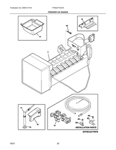 Freezer Ice Maker Diagram and Parts List for FPBS2778UF9  Frigidaire Refrigerator