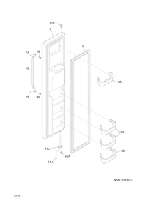 Freezer Door Diagram and Parts List for FFHS2611PF4  Frigidaire Refrigerator