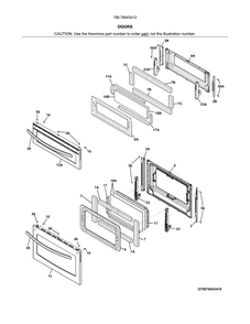 Doors Diagram and Parts List for 79078043412  Kenmore Range