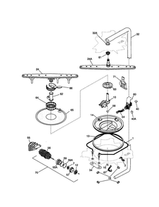 Motor And Pump Diagram and Parts List for FDB836GFB6  Frigidaire Dishwasher