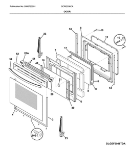 Door Diagram and Parts List for GCRE306CADC  Frigidaire Range