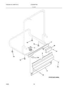 Frame Diagram and Parts List for LFID2426TF6A  Frigidaire Dishwasher